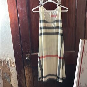 Cream and Tan Sleeveless Midi Sundress